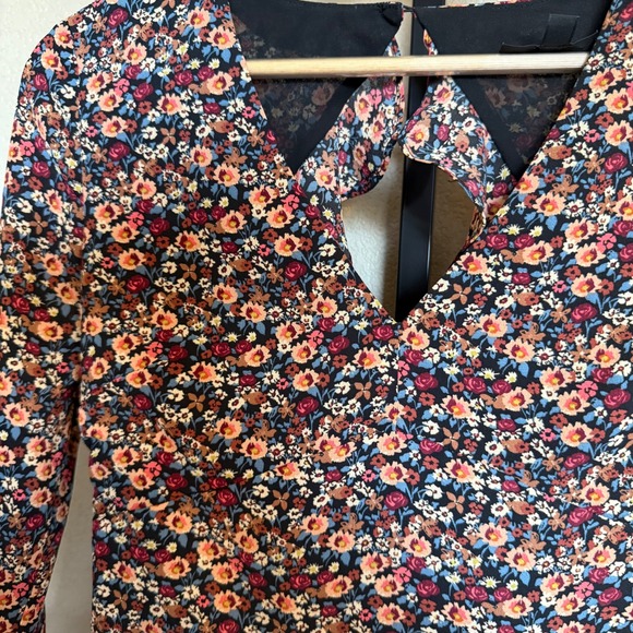 TOPSHOP Womens Ditsy‎ Floral Long Sleeve Mini Dress size 6 small - Picture 3 of 6